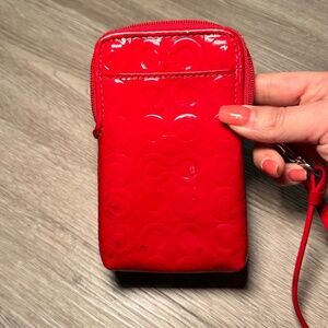 Red Coach Monogram Phone/Coin Purse